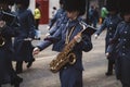 Band of the Grenadier Guards and The Coldstream Guards at the Lord Mayors of London show parade Royalty Free Stock Photo