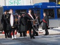 Band Members Marching In Remembrance Day Parade