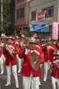 Band of a Morenada dance group at the Oruro Carnival in Bolivia Royalty Free Stock Photo