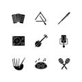 Band musical instruments black glyph icons set on white space Royalty Free Stock Photo