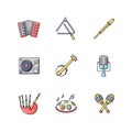 Band musical instruments RGB color icons set Royalty Free Stock Photo