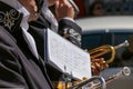 Band musicians marching in an Easter procession Royalty Free Stock Photo