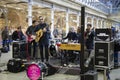 A band named 'Gaspard Royant' perform a set at St Pancras International Station
