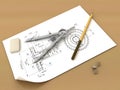 Band, pencil and compasses