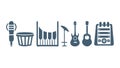 Band & Recording Studio Instruments Icon Set, vector design Generative AI Royalty Free Stock Photo