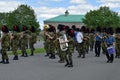 Band rehearsing changing of the guard at The Citadelle, Quebec. Royalty Free Stock Photo