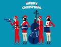 The Band. Santa team relax. Concept holiday vector illustration.