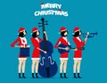 The Band. Santa team relax. Concept holiday vector illustration. Royalty Free Stock Photo