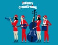 The Band. Santa team relax. Concept holiday vector illustration.