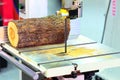 Band saw machine and wood billet Royalty Free Stock Photo