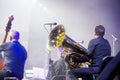 Band on the stage, tuba and double bass players Royalty Free Stock Photo