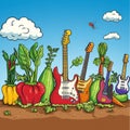 A band of vegetable characters making music together Royalty Free Stock Photo