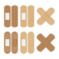 Beige Band-aids Set, Medical Plaster, Isolated On White Background Royalty Free Stock Photo