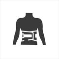 Bandage Belt For A Back Glyph Black Icon. Medical Support For The Lumbar After Injuries And Sprains. Bandage To Relieve Pain.