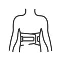 Bandage Belt For A Back Line Black Icon. Medical Support For The Lumbar After Injuries And Sprains. Bandage To Relieve