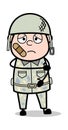 Bandage on Face - Cute Army Man Cartoon Soldier Vector Illustration