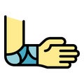 Bandage hand icon color outline vector