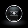 Bandage and heart icon inside round silver and black emblem Royalty Free Stock Photo