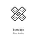 bandage icon vector from blood donation collection. Thin line bandage outline icon vector illustration. Linear symbol for use on