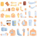 Bandage icons set, cartoon style