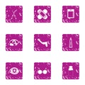 Bandage icons set, grunge style