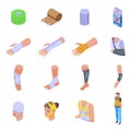 Bandage icons set, isometric style