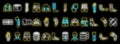 Bandage icons set vector neon