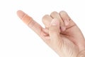 Bandage on the index finger isolate background Royalty Free Stock Photo