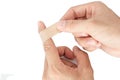 Bandage on the index finger isolate background Royalty Free Stock Photo