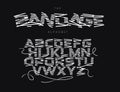 Bandage vector letters set. White pencil shading style alphabet. Thread vector font. Lacing ABC concept.