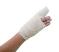 Bandaged broken finger Royalty Free Stock Photo