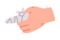 Bandaged Finger First Aid for Injured Body Part Vector Illustration
