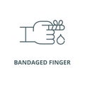 Bandaged finger line icon, vector. Bandaged finger outline sign, concept symbol, flat illustration