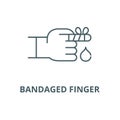 Bandaged finger vector line icon, linear concept, outline sign, symbol