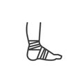 Bandaged foot line icon