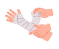 Bandaged Hand First Aid for Injured Body Part Vector Illustration