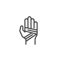 Bandaged hand line icon