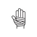 Bandaged hand line icon