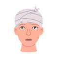 Bandaged Head First Aid for Injured Body Part Vector Illustration