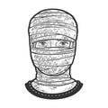 bandaged head sketch vector illustration