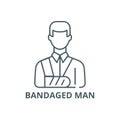 Bandaged man line icon, vector. Bandaged man outline sign, concept symbol, flat illustration Royalty Free Stock Photo