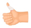 Bandaged Thumb Finger Because of Injury or Wound Vector Illustration