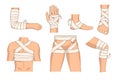 Bandaging body parts bandage human body injury vector