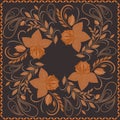 Bandana, bright pattern with roses . Vector print square.