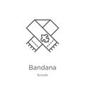 bandana icon vector from scouts collection. Thin line bandana outline icon vector illustration. Outline, thin line bandana icon
