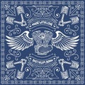 bandana illustration v engine graphic wing design chain vintage motorcycle Royalty Free Stock Photo