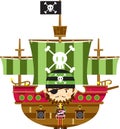 Bandana Pirate and Ship with Skull and Crossbones