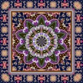 Bandana print with stylized ethnic pattern. Indian, persian, turkish, moroccan motives.