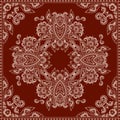 Bandana red and white. Vector print square.