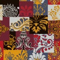 Bandanna patchwork fabric. Flap fabric with damask ornaments.